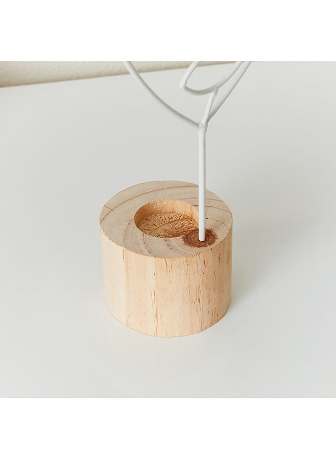 Home Box Eva Metal Candle Holder With Wooden Base 18 x 28 x 8 cm - Image 3