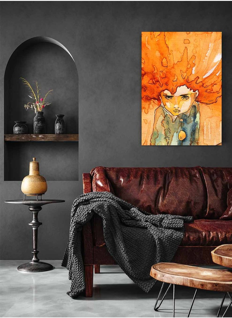 LOWHA Framed Canvas Wall Art Stretched Over Wooden Frame, A Girl With Golden Hair Painting, For Home, Living Room, Office Decor  - Image 4