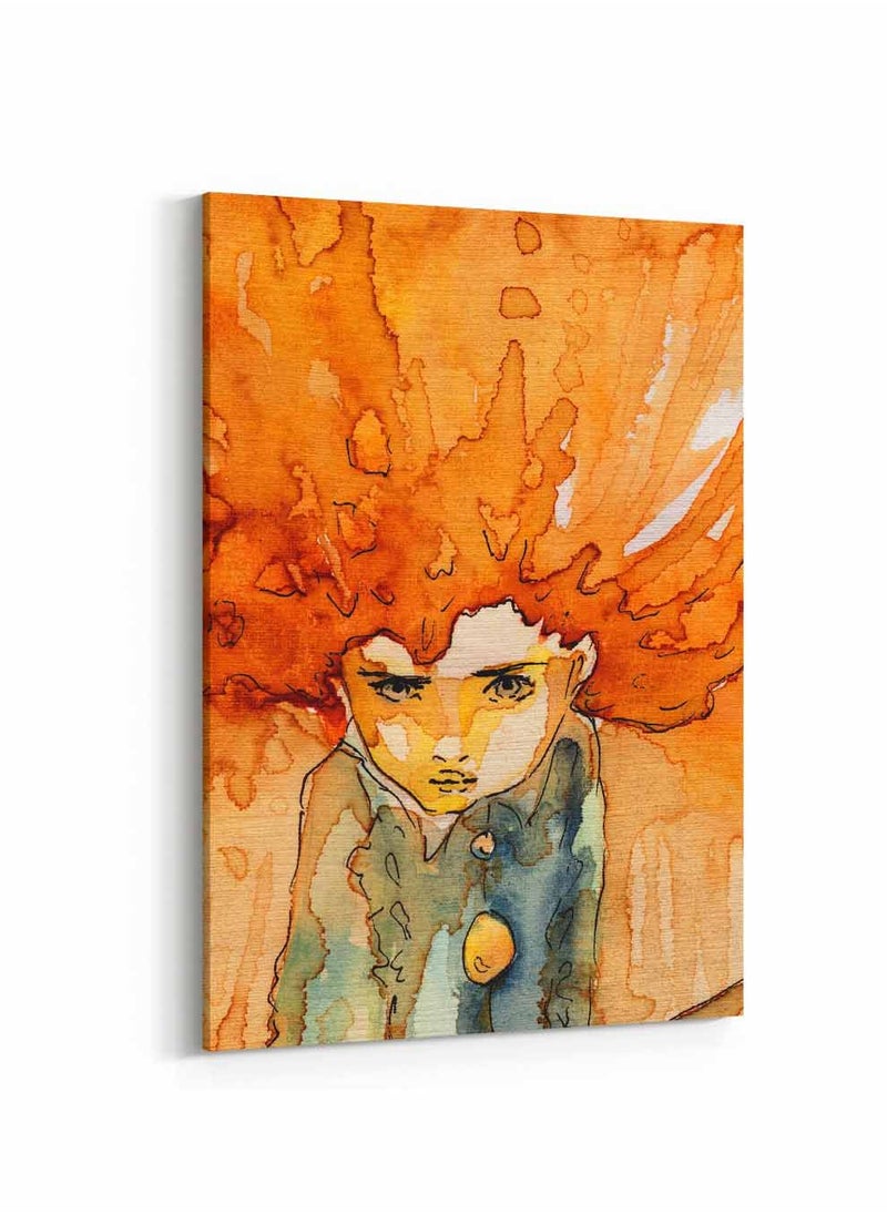 LOWHA Framed Canvas Wall Art Stretched Over Wooden Frame, A Girl With Golden Hair Painting, For Home, Living Room, Office Decor  - Image 5