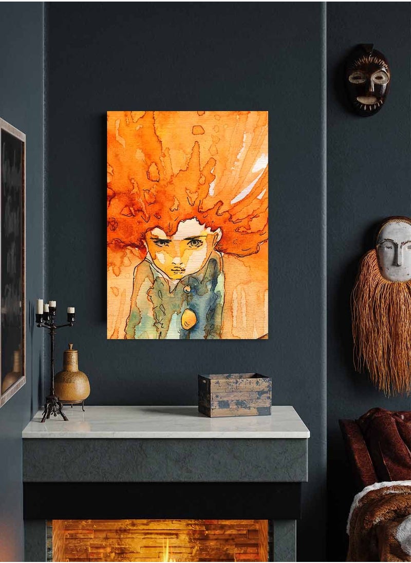 LOWHA Framed Canvas Wall Art Stretched Over Wooden Frame, A Girl With Golden Hair Painting, For Home, Living Room, Office Decor  - Image 3