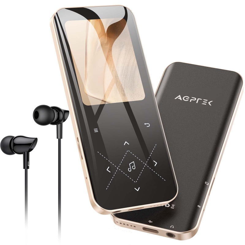 AGPtek 64GB MP3 Player with Bluetooth 5.3, AGPTEK 2.4 inch Screen Portable Music Player with Speaker, FM Radio, Voice Recorder, Real Built-in 64GB, Supports Expanded Up to 128GB - Image 1