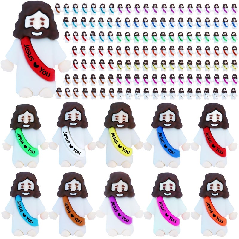 ILHSTY 200 Pcs Little Jesus Figures Rubber Mini Jesus Figurines in Bulk Christian Doll Tiny Baby Jesus Loves You Figures for Hide and Seek Easter Egg Fillers Egg Hunt Religious Party Favors10 Color 200 - Image 3