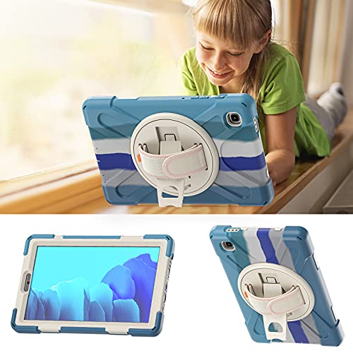 ProElite Rugged 3 Layer Armor case Cover for Samsung Galaxy Tab A7 Lite 8.7" SM-T225/T220 Hand Grip and Rotating Kickstand, Rainbow Blue - Image 5