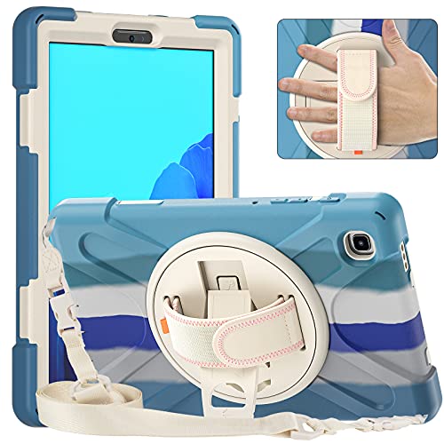 ProElite Rugged 3 Layer Armor case Cover for Samsung Galaxy Tab A7 Lite 8.7" SM-T225/T220 Hand Grip and Rotating Kickstand, Rainbow Blue - Image 2