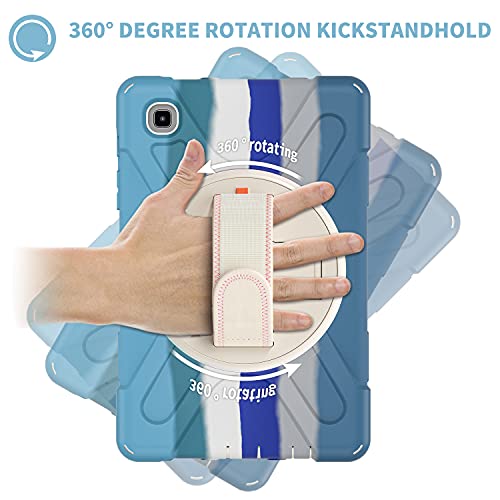 ProElite Rugged 3 Layer Armor case Cover for Samsung Galaxy Tab A7 Lite 8.7" SM-T225/T220 Hand Grip and Rotating Kickstand, Rainbow Blue - Image 3