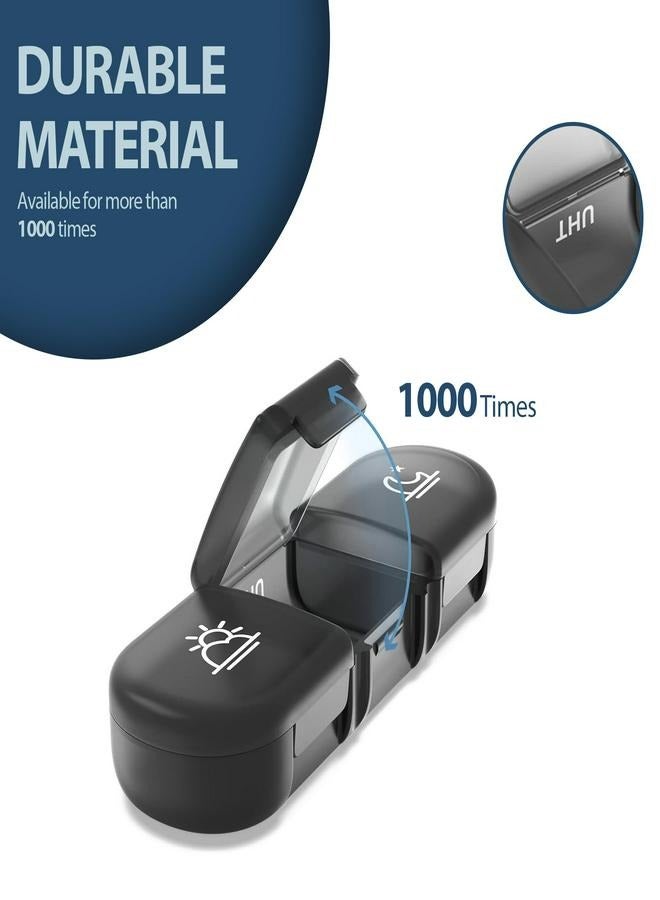 Portable Pill Organizer - 3 Compartments Per Day, 7-Day Weekly Travel-Friendly Pill Box - Light-Resistant, BPA-Free, Ideal for Vitamins, Medication, Supplements (Black) - Image 5