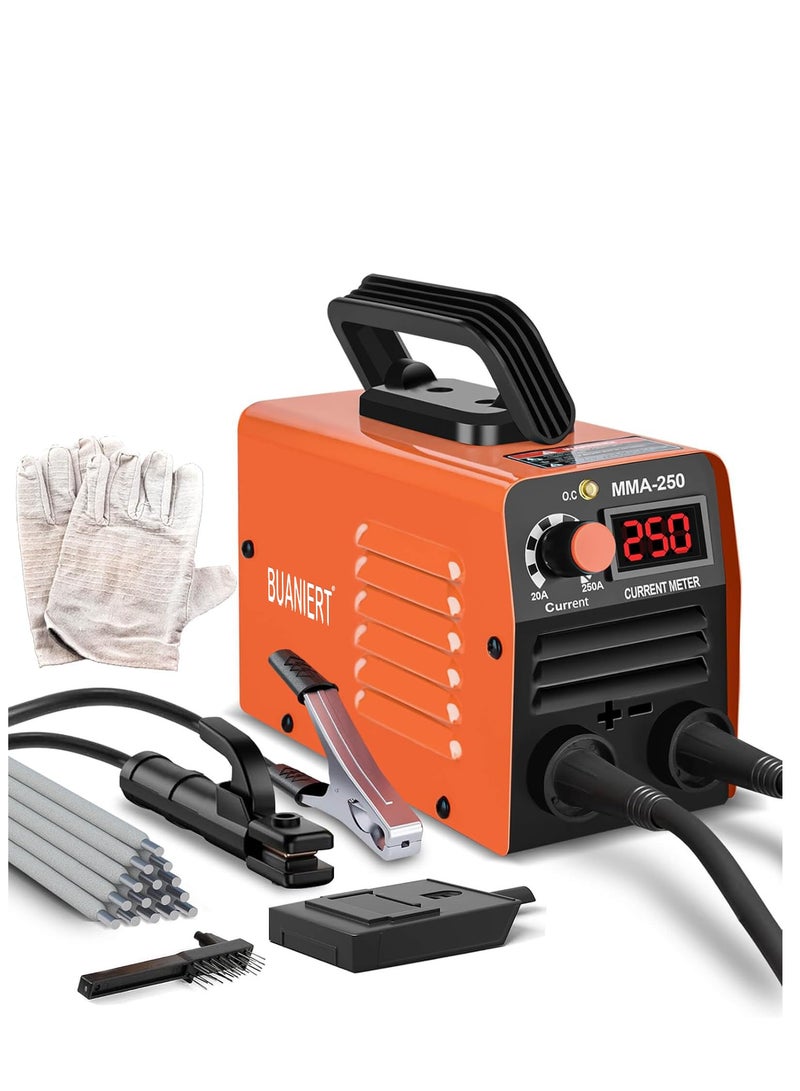 BUANIERT Mini Welding Machine, Upgraded Welder Machine 220V, Portable Stick Welder MMA-250A, IGBT Inverter Welder with Hot Start, Arc Force, Anti-Stick  - Image 1