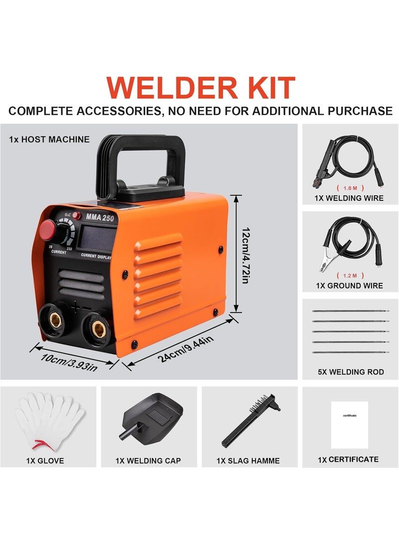 BUANIERT Mini Welding Machine, Upgraded Welder Machine 220V, Portable Stick Welder MMA-250A, IGBT Inverter Welder with Hot Start, Arc Force, Anti-Stick  - Image 2