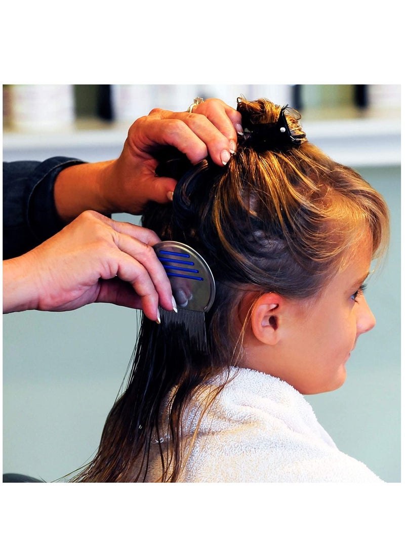 Stainless Steel Style Fine Tooth Lice Comb Metal Nit Safely Removes Children and Adults for Head Lice Blue - Image 1