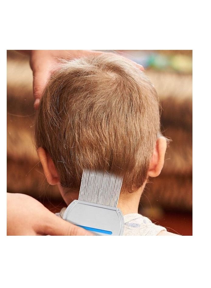 Stainless Steel Style Fine Tooth Lice Comb Metal Nit Safely Removes Children and Adults for Head Lice Blue - Image 3