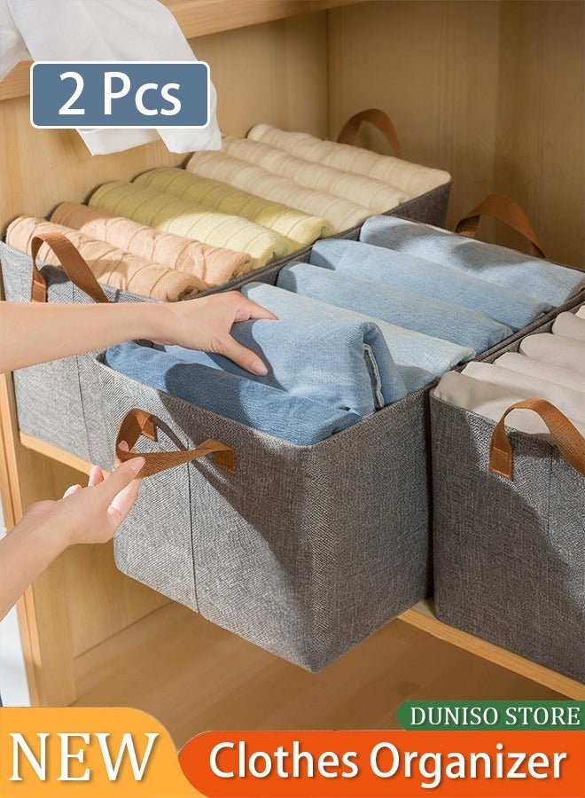 DUNISO Wardrobe Clothes Organizer,Foldable Jeans Closet Storage Basket,Drawer Organizers For Clothing,Fabric Storage Box With Steel Frame Stackable Shelf Storage Baskets(6 Pack) - Image 1