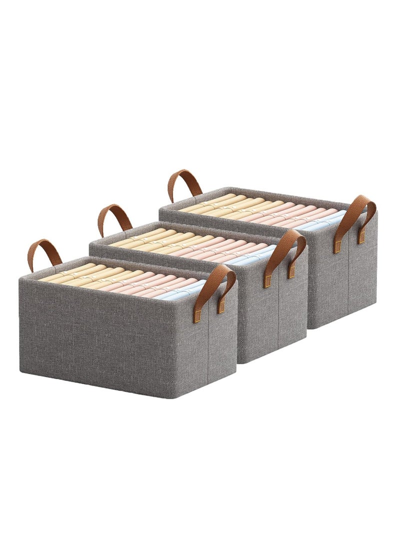 DUNISO Wardrobe Clothes Organizer,Foldable Jeans Closet Storage Basket,Drawer Organizers For Clothing,Fabric Storage Box With Steel Frame Stackable Shelf Storage Baskets(6 Pack) - Image 2