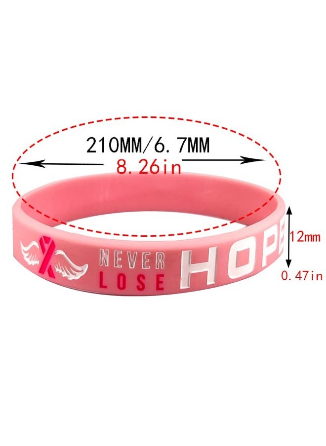 COLORFUL BLING Breast Cancer Awareness Bracelets / Rubber Medical Awareness Emergency Wristband / Hope Faith Strength Courage Accessories Wristbands / Pink Ribbon Camo Silicone For Women Supplies Favors-2Pcs  - Image 4