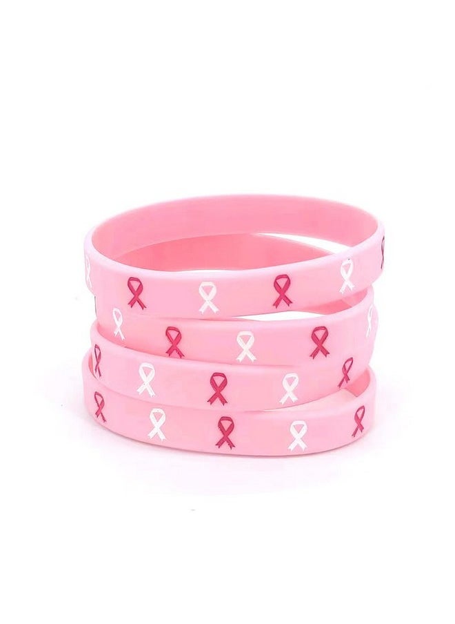 COLORFUL BLING Breast Cancer Awareness Bracelets / Rubber Medical Awareness Emergency Wristband / Hope Faith Strength Courage Accessories Wristbands / Pink Ribbon Camo Silicone For Women Supplies Favors-2Pcs  - Image 2