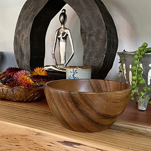 WRIGHTMART Small Wooden Bowls Set of 4 – 5” Round Acacia Snack, Dip & Side Dish Bowls – Handmade Rustic Wood Serving for Salads, Fruit, Sauces, Nuts, Desserts, Kitchen Gift Set - Image 4