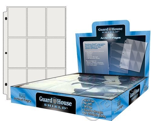GuardHouse Shield 9 Pocket Trading Sports Baseball Card Pages Box of 100
