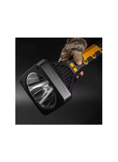 Super Large Powerful LED Flashlight - Tactical Torch with Built-in 4 x 18650 Batteries, Ultra Bright Rechargeable Lantern for Hunting, Camping, and Emergency Use