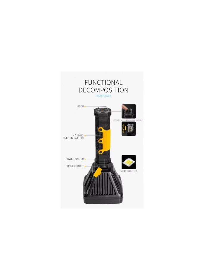 Generic - Super Large Powerful LED Flashlight - Tactical Torch with Built-in 4 x 18650 Batteries, Ultra Bright Rechargeable Lantern for Hunting, Camping, and Emergency Use - Image 1