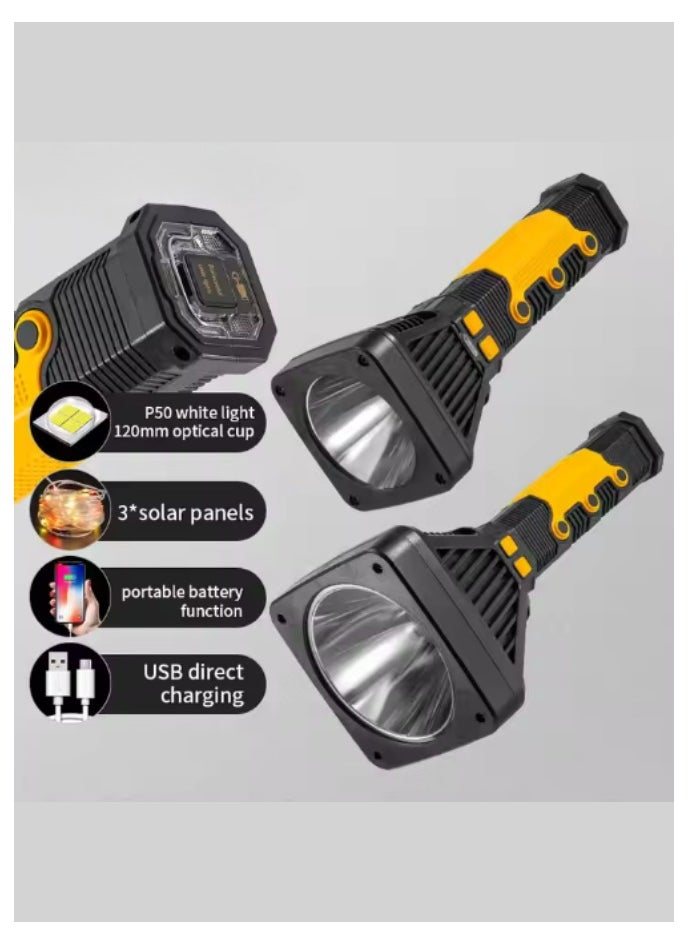 Generic - Super Large Powerful LED Flashlight - Tactical Torch with Built-in 4 x 18650 Batteries, Ultra Bright Rechargeable Lantern for Hunting, Camping, and Emergency Use - Image 1