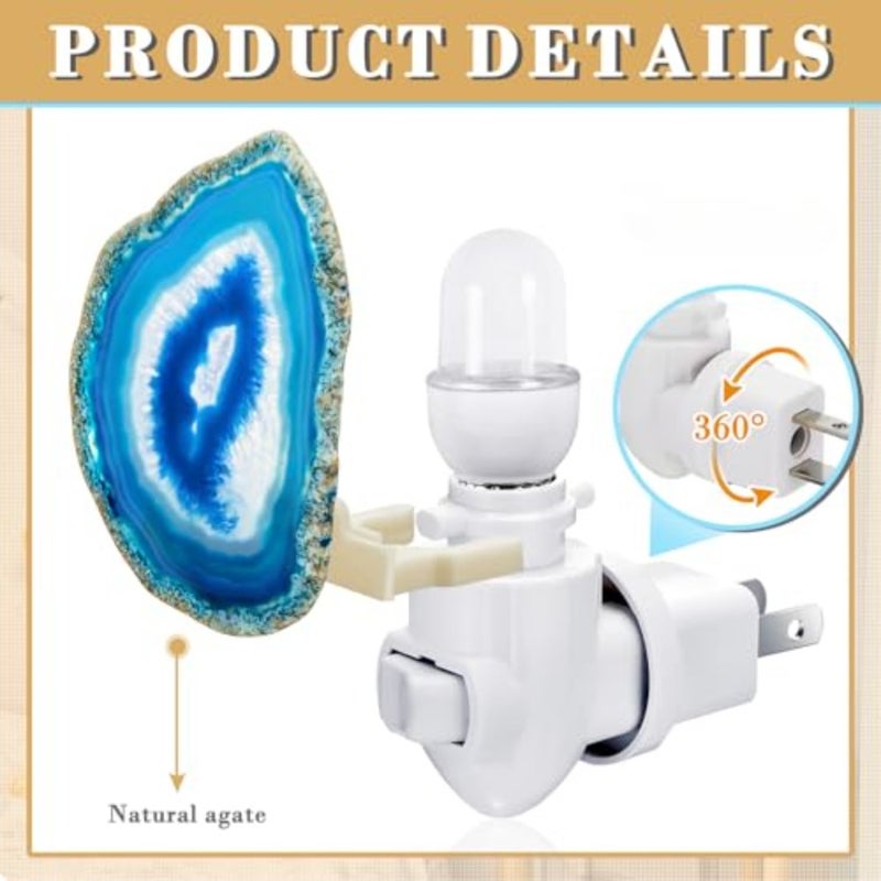 Stone Nightlight Plug into Wall Christmas Agate Night Light Agate Slice Light Crystal with Switch Home Decor Hallway Lights, Nightlight for Toilet Kitchen Bedroom - Image 3