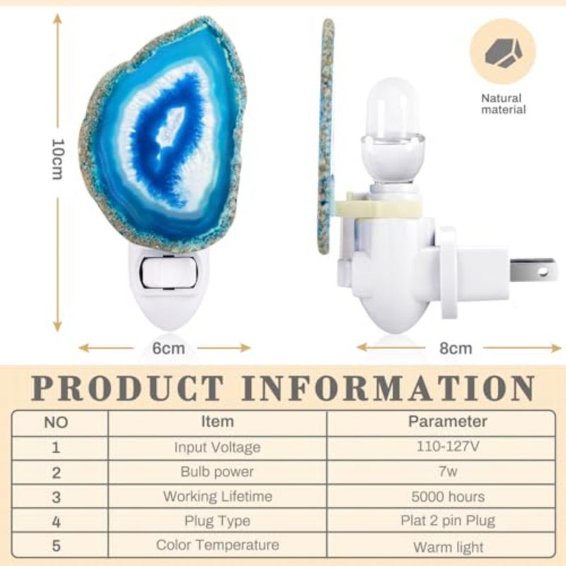 Stone Nightlight Plug into Wall Christmas Agate Night Light Agate Slice Light Crystal with Switch Home Decor Hallway Lights, Nightlight for Toilet Kitchen Bedroom - Image 2