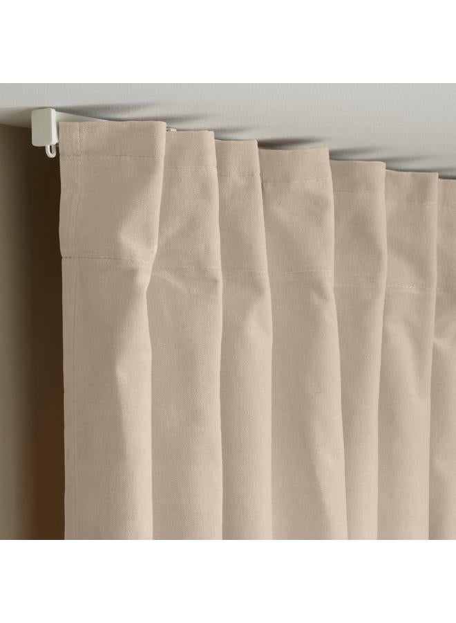 Zaboon Curtains, 1 pair, with heading tape/light beige, 140x300 cm - Image 4