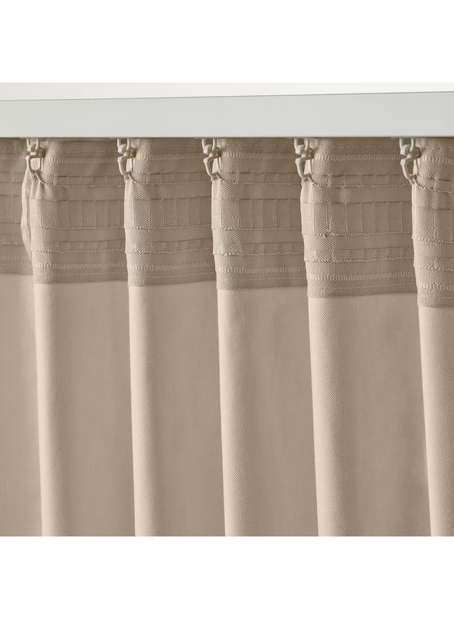 Zaboon Curtains, 1 pair, with heading tape/light beige, 140x300 cm - Image 5