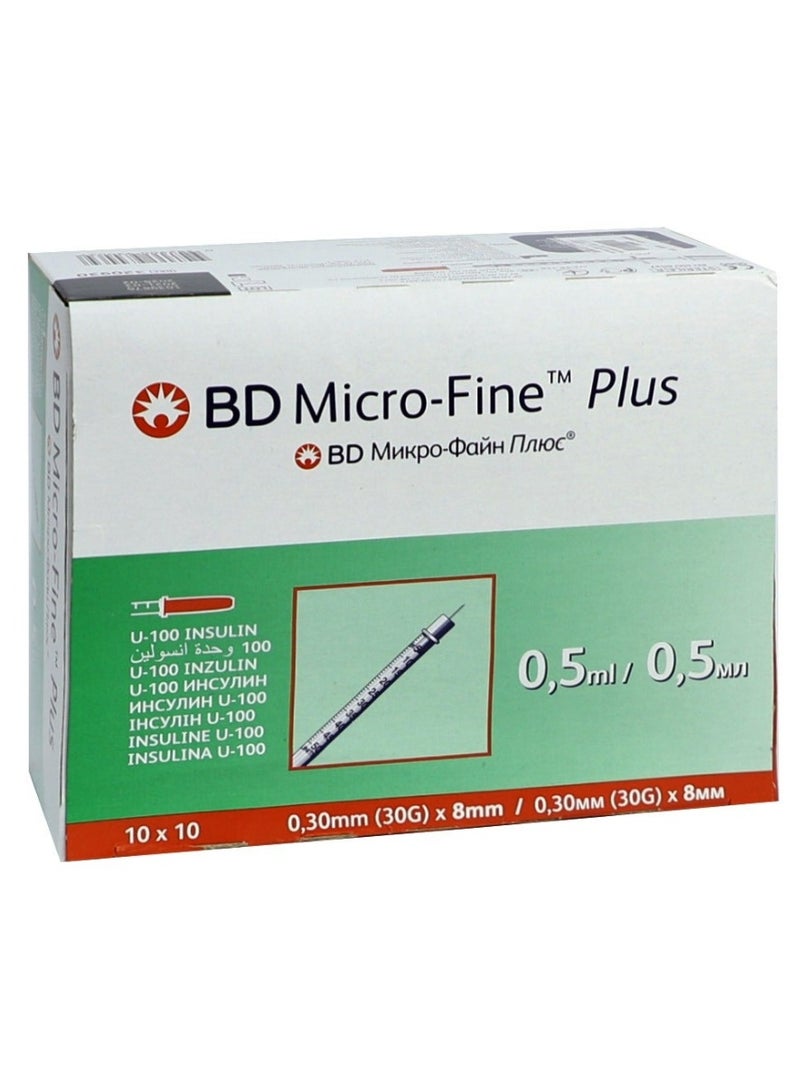BD Micro-Fine Plus Insulin Syringe 0.5ml 30G 8mm 100PCS – Ultra-Fine Diabetic Syringes for Precise & Comfortable Injection
