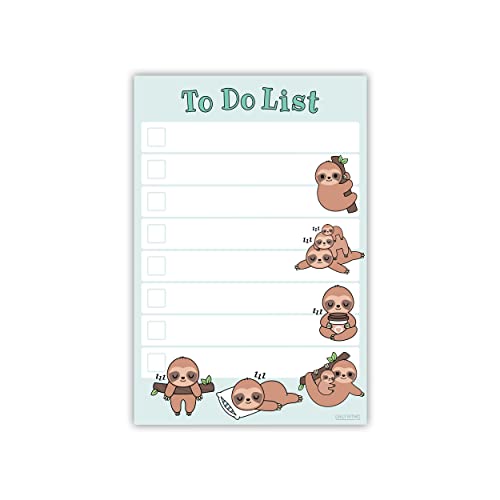 DAILY RITMO Cute Sloth Sticky to Do List | Funny Kawaii Novelty Notebook Notepad Note Card | Sloths Lover Gift | 50 Pages 4x6 - Image 1