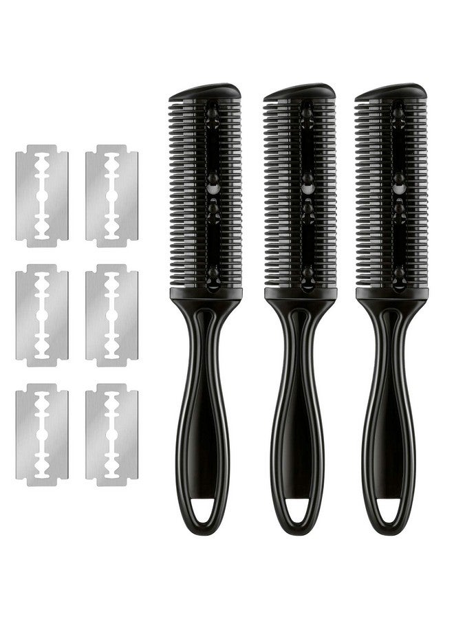 Maitys 3 Pieces Razor Comb with 10 Pieces Thinning Scissors, Double Edge Hair Cutting Tool (Black) - Image 1