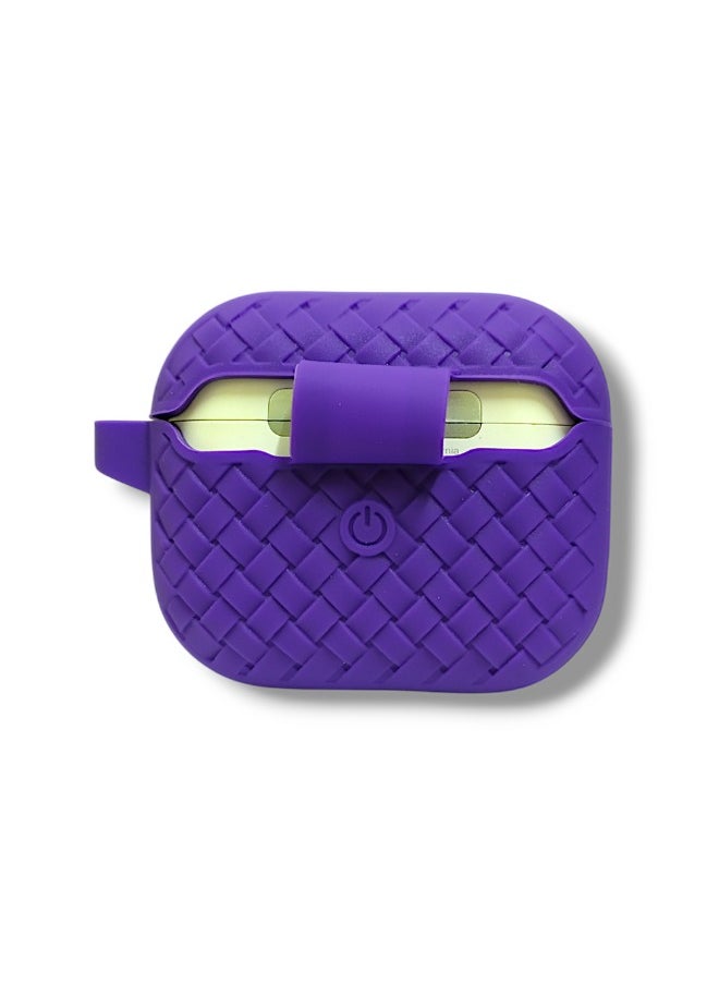 Generic - AirPods 3 Silicone Case with Stylish Ribbed Design - Purple - Image 1