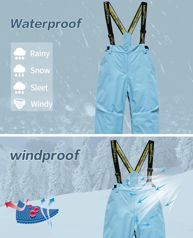 HOTIAN Boys Winter Kids 2 Piece Ski Suit Thicken Warm Hooded Jacket and Ski Pants Snowsuit Snowboarding Clothes,blueblue,6 - Image 5