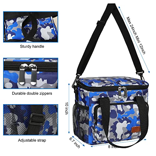 Femuar Lunch Bags for WomenMen Insulated Lunch Bag for Work Office Lunch Cooler Bag Leakproof Lunch Box with Adjustable Shoulder Strap Blue Camouflage - Image 3