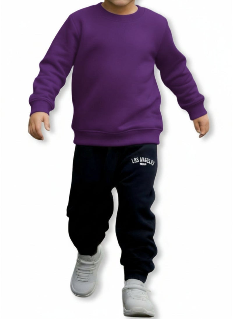 هورس بولو سويت شيرت للاطفال سادة , موف - Image 2