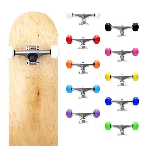 VJ 5.0 Skateboard Trucks (Silver), Skateboard Wheels 52mm, Skateboard Bearings, Skateboard Pads, Skateboard Hardware 1" (52mm White) - Image 5