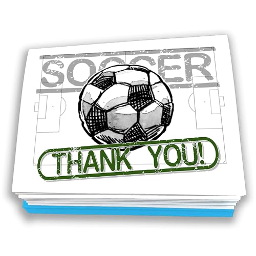 Play Strong Soccer Thank You Note Cards 12-Pack (4.25"x5.5") Illustrated Sports Powercard Note Card Set 12-Pack Perfect for Soccer Players, Coaches, Fans and Fanatics - They'll Love 'Em! - Image 1