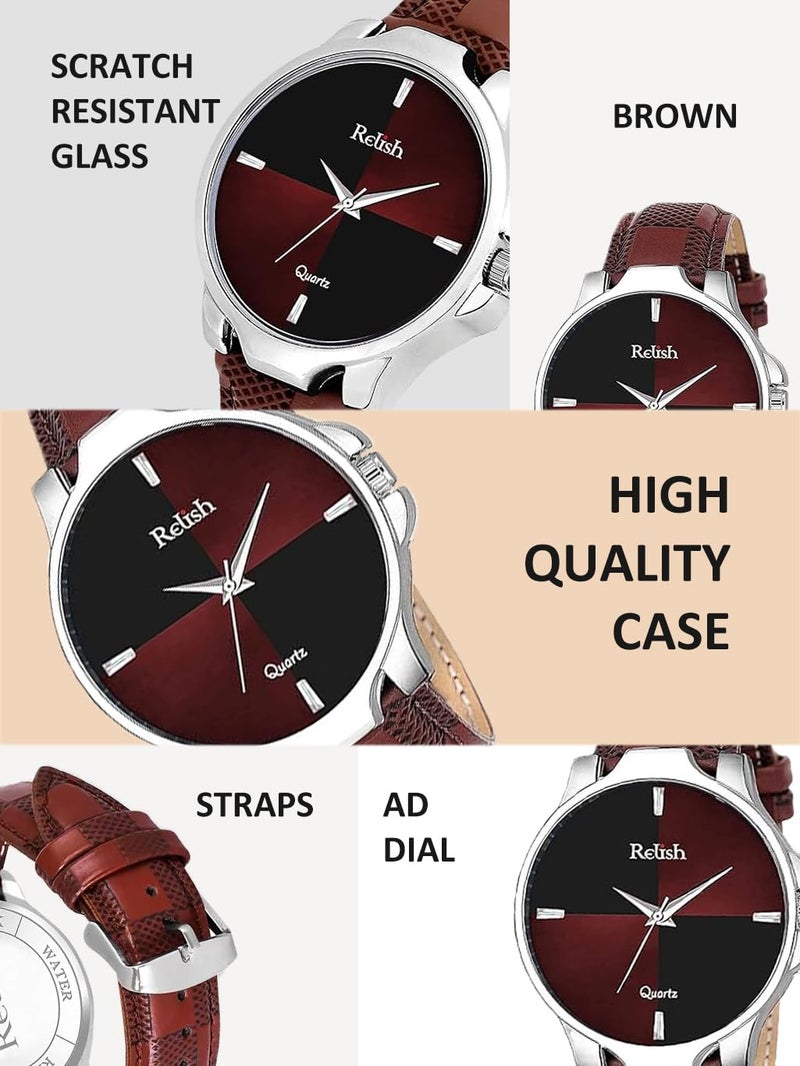 Relish Rubber Brown Dial Analog Watch, Pu Wallet With Cfs 21Club Perfume And Keychain For Men Combo Pack Gift For Mens, Boys - Image 2