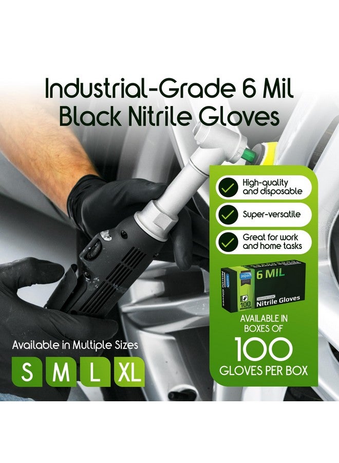 Inspire Inspire Black Nitrile Gloves HEAVY DUTY 6 Mil Nitrile Chemical Resistant Medical Cooking Cleaning Disposable Black Gloves (Black Nitrile Box Of 100, Medium) - Image 1