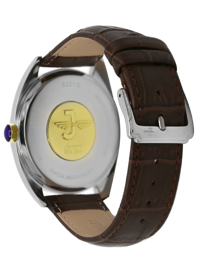 Jovial JOVIAL 5221GSLQ98E Men's  Fashion, Analog ,Leather Strap Watch,42mm, Purble Dial  - Image 3