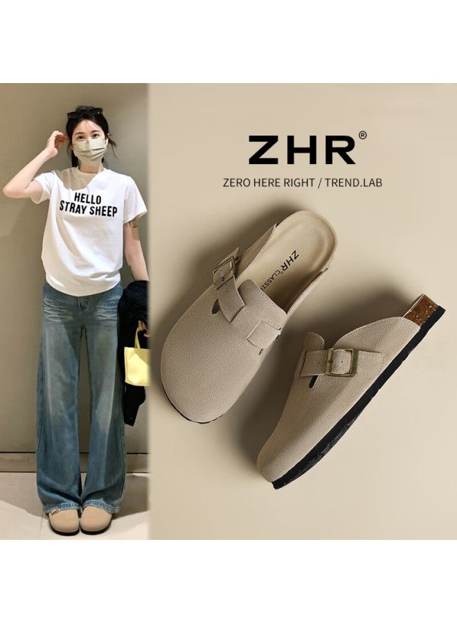 Zhr Bokken Women's Shoes, Couple Style, Closed-toe, Slip-on, Versatile Commuter Shoes For Women, Jq03, Sand Color, Size 34 - Image 1