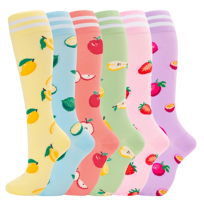 fenglaoda Compression Socks for Women Men Support Circulation 6 Pairs Socks For Nurse, Travel, Flight - Image 1