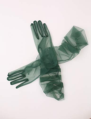 QRBTSCL Women's Wedding Bridal Mesh Tulle Glove Long Opera Costume Party Gloves 27" Elbow Length Sheer Gloves Lavender - Image 5