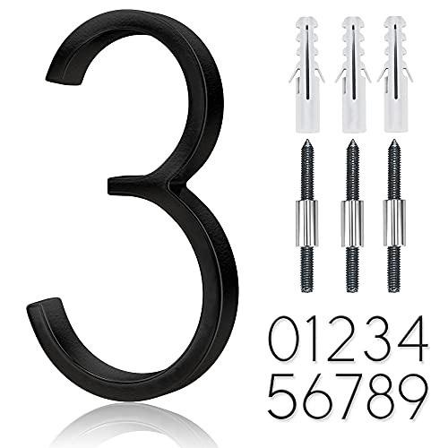 OLADOT 5" Stainless Steel Floating House Number, Metal Modern House Numbers, Garden Door Mailbox Decor Number with Nail Kit, Coated Black, 911 Visibility Signage (3) - Image 1