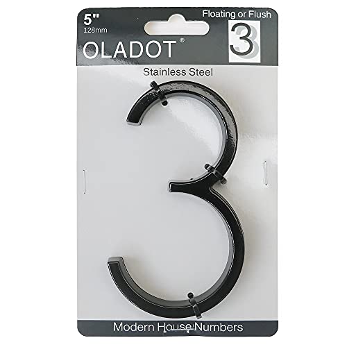 OLADOT 5" Stainless Steel Floating House Number, Metal Modern House Numbers, Garden Door Mailbox Decor Number with Nail Kit, Coated Black, 911 Visibility Signage (3) - Image 2