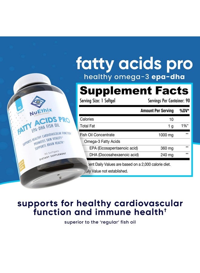 NuEthix Formulations NuEthix Formulations Fatty Acids Pro EPA-DHA Fish Oil Dietary Supplement, Super Concentrated and Purified Fish Oil Blend for Optimal Wellness, 90 Gel Capsules  - Image 2
