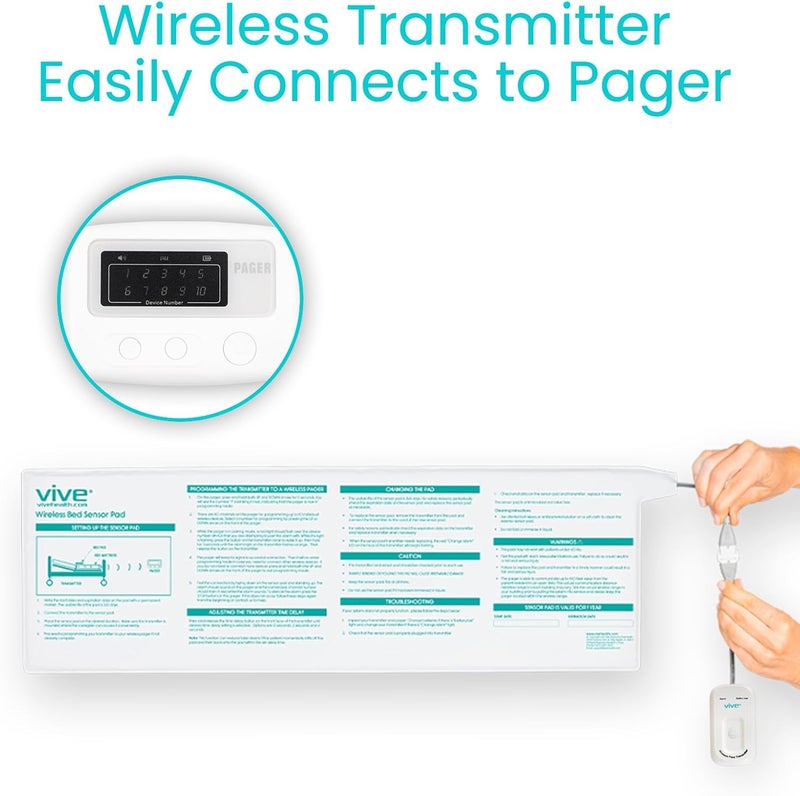 VIVE Wireless Bed Alarm - Motion Sensor Kit for Elderly Dementia Patients - Weight Movement Pressure Pad Detector - Automatic Health Alert System for Mat Elderly - Image 4