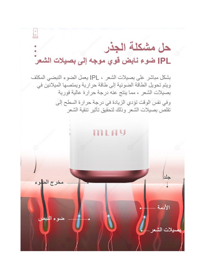 ملاي ماكينة إزالة الشعر بالليزر بتقنية IPL أبيض/ وردي - Image 4