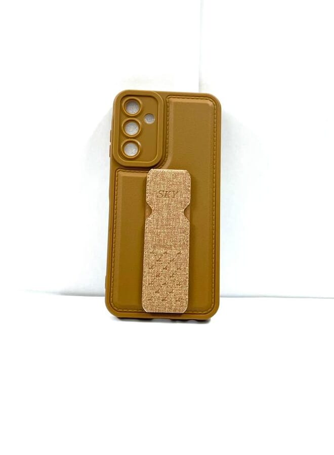 Case Cover With Magnetic Hand Grip For Samsung Galaxy A25 Brown - Image 1