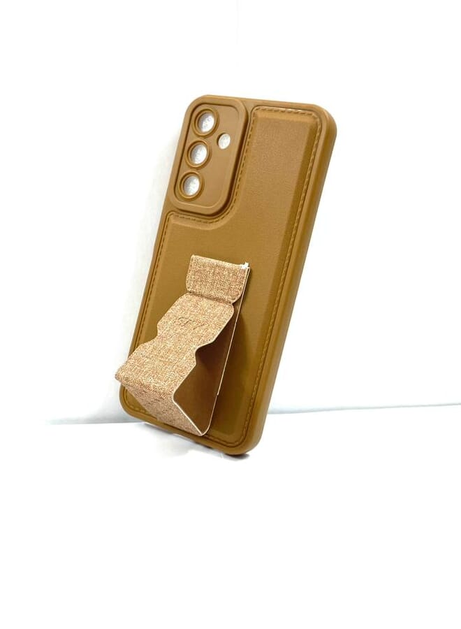 Case Cover With Magnetic Hand Grip For Samsung Galaxy A25 Brown - Image 2