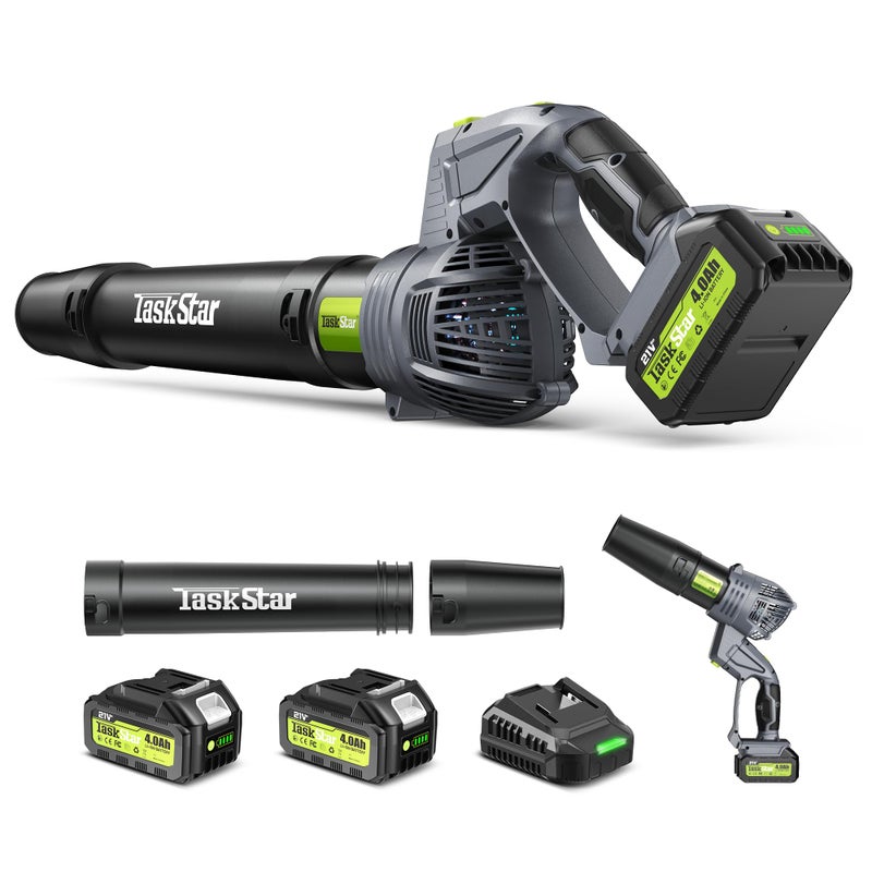 Taskstar Leaf Blower for Lawn: 550CFM Battery Electric Cordless Small Blower with Swivel Head Total 8.0 Ah Battery & Charger - Mini-Leaf for Decker Car Patio Yard - Image 1